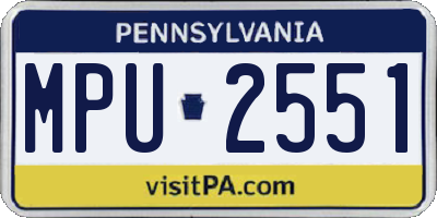 PA license plate MPU2551
