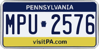 PA license plate MPU2576