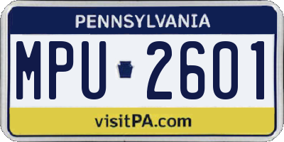 PA license plate MPU2601