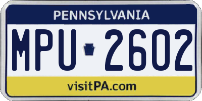 PA license plate MPU2602