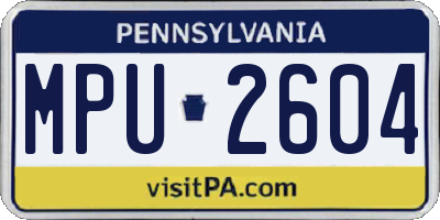 PA license plate MPU2604