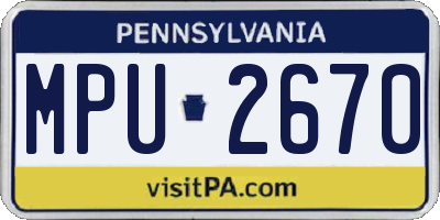 PA license plate MPU2670
