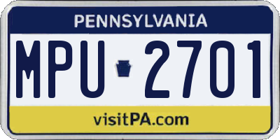 PA license plate MPU2701