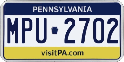 PA license plate MPU2702