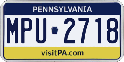 PA license plate MPU2718