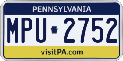 PA license plate MPU2752