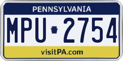 PA license plate MPU2754