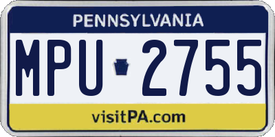 PA license plate MPU2755