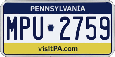 PA license plate MPU2759