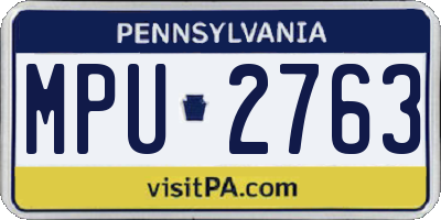 PA license plate MPU2763