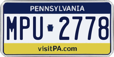 PA license plate MPU2778