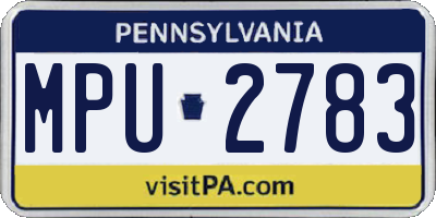 PA license plate MPU2783