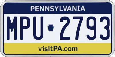 PA license plate MPU2793