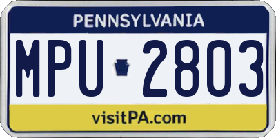 PA license plate MPU2803
