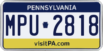PA license plate MPU2818
