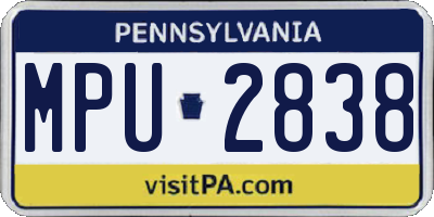 PA license plate MPU2838