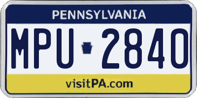 PA license plate MPU2840