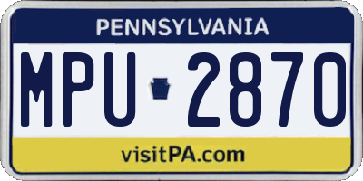 PA license plate MPU2870