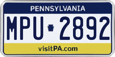 PA license plate MPU2892