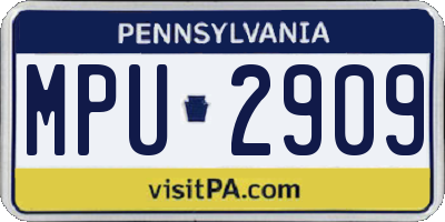 PA license plate MPU2909
