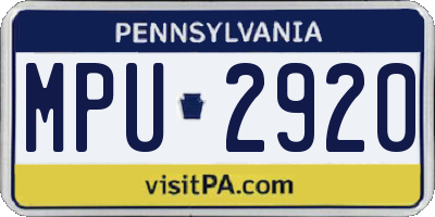 PA license plate MPU2920