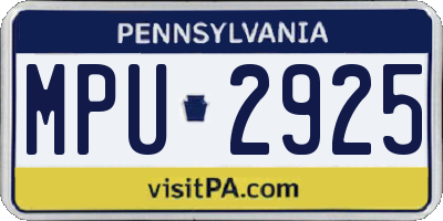 PA license plate MPU2925