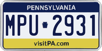 PA license plate MPU2931