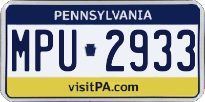 PA license plate MPU2933