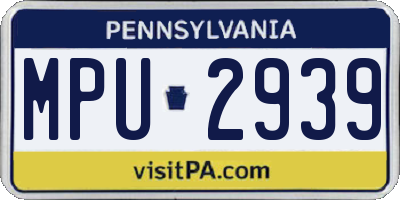 PA license plate MPU2939