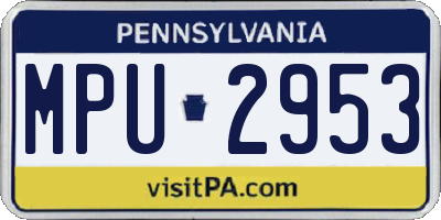 PA license plate MPU2953