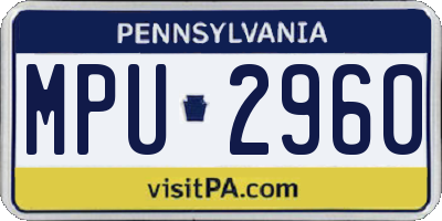 PA license plate MPU2960