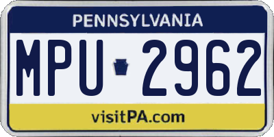 PA license plate MPU2962