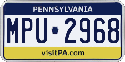 PA license plate MPU2968