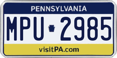 PA license plate MPU2985