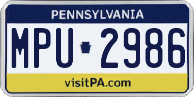 PA license plate MPU2986