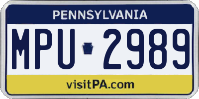 PA license plate MPU2989