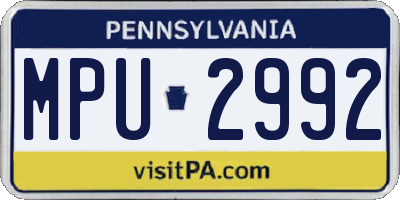PA license plate MPU2992