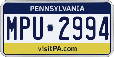 PA license plate MPU2994