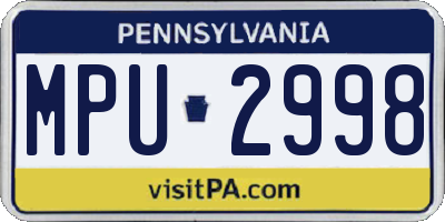 PA license plate MPU2998