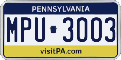 PA license plate MPU3003
