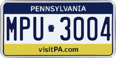 PA license plate MPU3004