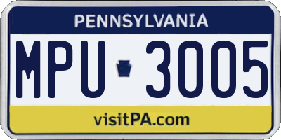 PA license plate MPU3005