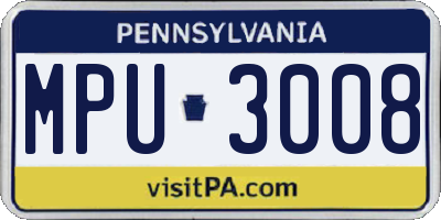 PA license plate MPU3008