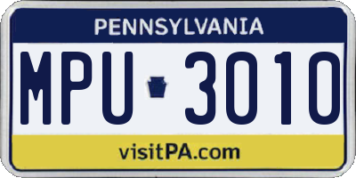 PA license plate MPU3010