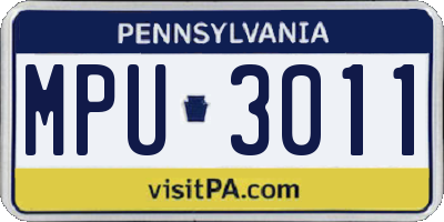 PA license plate MPU3011