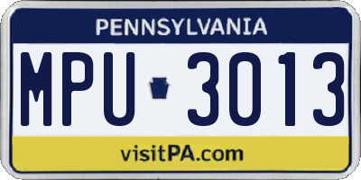 PA license plate MPU3013