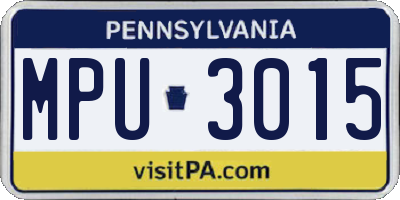PA license plate MPU3015