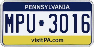 PA license plate MPU3016