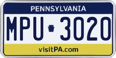 PA license plate MPU3020
