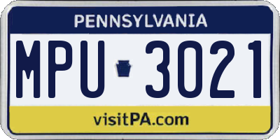 PA license plate MPU3021
